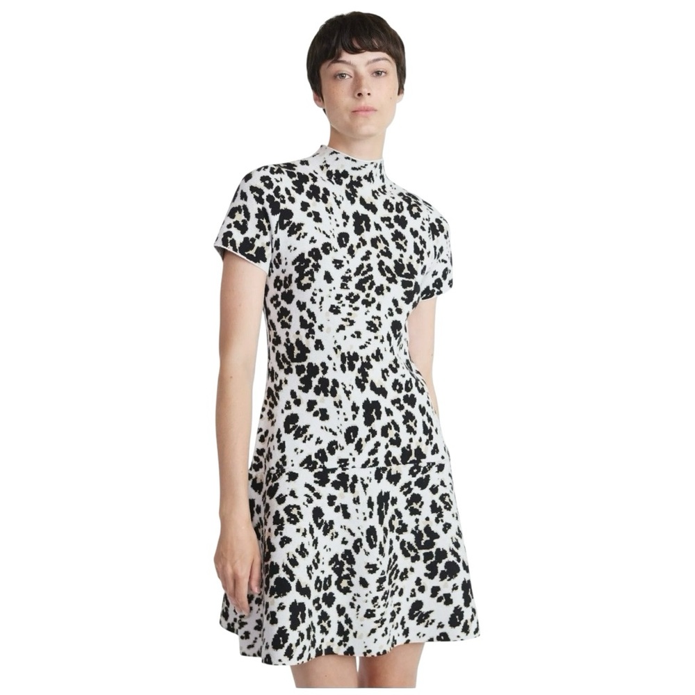 Scoop Fit and Flare Leopard Jacquard Sweater Dress Size XX-Large NWT